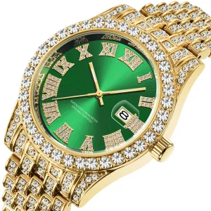 Men Ladies Unisex Crystals Watch Bling Iced-Out Watch Oblong Silver Gold Wristwatch Fashion Diamond Quartz Watch