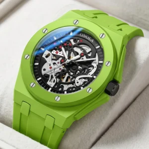Men Luxury Business Watch Mechanical Movement Rubber Pointer Sport Design Stylish Waterproof Timepiece For Daily Wear