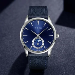 Men Luxury Leather Strap Watch Business Leisure Large Dial Calendar Quartz Watch Relogio Masculino Leather Strap Box