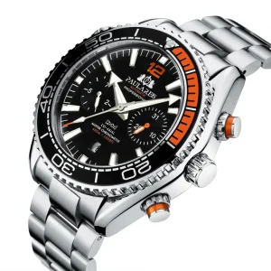 Men Mechanical Wristwatch Stainless Steel Waterproof Sport Chronograph See Through Luxury Automatic Watch