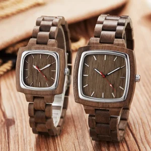 Men OEM Wooden Watch Life Waterproof Women Wrist Watch Leather Strap Japan Quartz Movt Bamboo Custom Watches