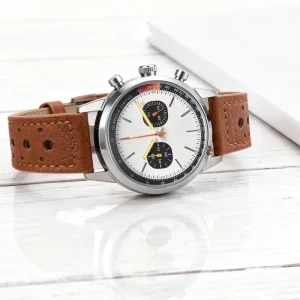 Men Quartz Alloy Leather Strap Diver Watch Sapphire Crystal Waterproof Date 20mm Band