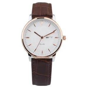 Men Quartz Watch Custom Logo Waterproof Leather Strap Wristwatch