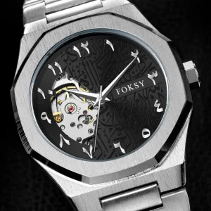 Men Skeleton Mechanical Watch Custom Logo Stainless Steel Automatic Wrist Watch for Men