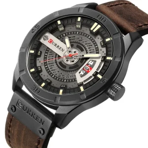 Men Sports Quartz Watch Movement Leather Strap Business Fashion Watch Waterproof Chronograph Reloj