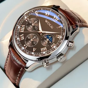 Men Sports Quartz Wrist Watch Leather Strap