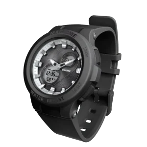 Men Sports Style Analog Quartz Watch with Alarm Luminous Resin Case TPU Band 50 Bar Water Resistance