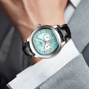 Men Square Mechanical Watch Stainless Steel Case Waterproof Fashion Business Wristwatch