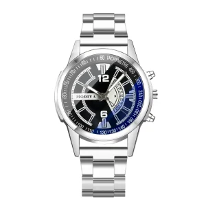 Men Trendy Luxury Quartz Watch Steel Strap