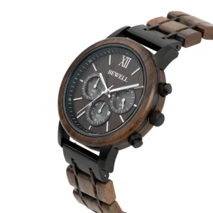 Men Watch All Stainless Steel Black Chronograph Quartz Watch with Multi-function Movement Wristwatch