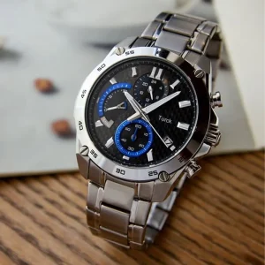 Men Watch Business Luxury Chronograph 100M Waterproof Stainless Steel Quartz Wristwatch Date Simple Design Bulk