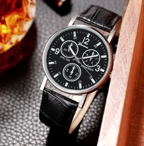 Men Watch Custom Logo Leather Quartz Watch
