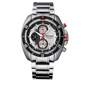 Men Watch Fashion Sports Chronograph Waterproof Analog Quartz Stainless Steel Strap Casual Watch