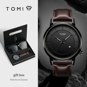 Men Watch Gift Set Quartz Movement Wrist Watch with Sunglasses Fashion Casual Gift Box Set for Men