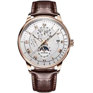 Men Watch Leather Quartz Men’s Wristwatch Waterproof Luminous Sports Date