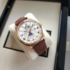 Men Watch Leather Quartz Wristwatch Waterproof Luminous Sports Date