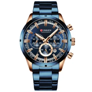 Men Watch Luxury Sports Quartz Mens Watches Full Steel Waterproof Chronograph Wristwatch