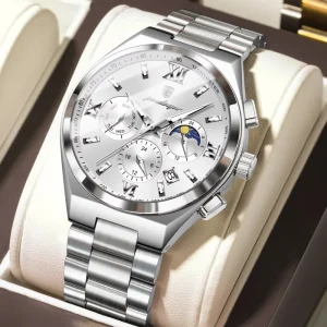 Men Watch Waterproof Luminous Date Chronograph Stainless Steel Men’s Quartz Waterproof Watches