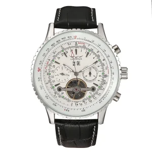 Men Watches Luxury Water Resistant Tourbillon Genuine Leather Band Mechanical Clock Orologio Montre Automatique
