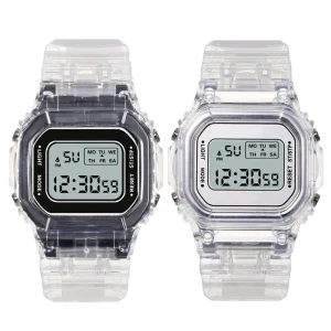Men Women Gold Casual Transparent Digital Sport Watch Lover’s Gift Kids Wristwatch