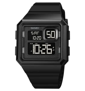 Men square Digital Watches Water Resistant Sport Black Watch Dual Time Wristwatch Skmei 1877