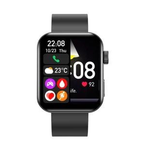 Men’s 1.83 Inch IP68 Waterproof Smartwatch Heart Rate Monitor Sleep Tracker Silicone Fitness Bracelet for Outdoor Sports Square