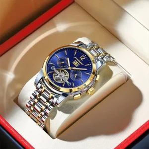 Men’s 1406 Automatic Business Mechanical Watch Waterproof Calendar Luminous