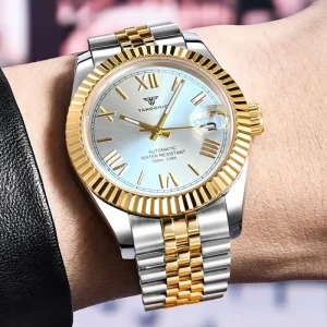Men’s 20ATM Dive Watch 36mm/39mm NH35A Automatic Mechanical Sapphire Glass White Dial Gold Roman Bracelet