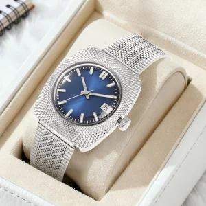 Men’s 36mm Square Case Custom Logo MIYOTA Mechanical Stainless Steel Watch Acrylic Glass Luminous Dial