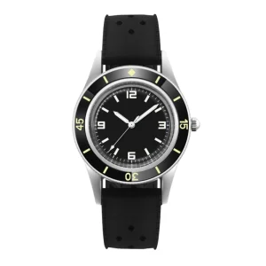Men’s 40mm Stainless Steel Mineral Glass Analog Watch NH35 Automatic Movement Luminous 20mm Rubber Strap