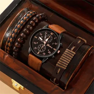 Men’s 4pcs Set Casual Nylon Simple Sport Watches Fashion Watch Set Gift