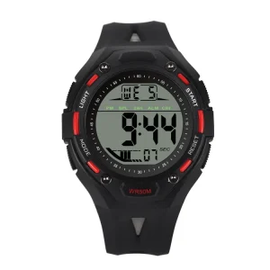Men’s 5BAR Water Resistant Diver Chronograph Alarm LCD Display Outdoor Sports Digital Watch 24 Months Battery