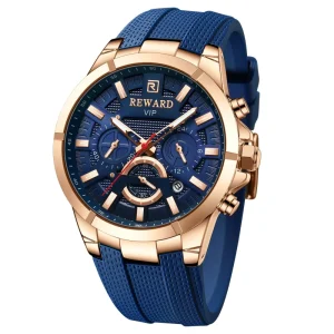 Men’s Alloy Case Quartz Sports Watch with Silicone Strap Chronograph Luminous Dial Waterproof 30M