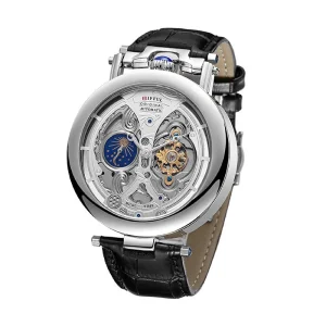 Men’s Alloy Waterproof Leisure Automatic Mechanical Skeleton Watch Hidden Mechanical Timepiece