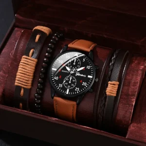 Men’s Analog Casual Leather Strap Luxury Watches for Men