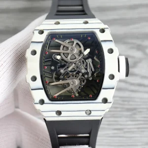 Men’s Automatic Carbon Fiber 47mm Black Dial Octagon Tourbillon Watch Mechanical Watch