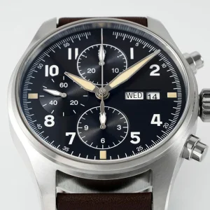 Men’s Automatic Chronograph Tonneau Watch Stainless Steel Pointer Date Function Leather Bracelet Waterproof