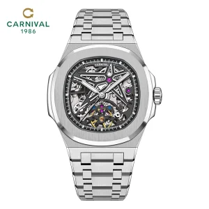Men’s Automatic Diver Mechanical Watch 43mm Stainless Steel Oval Case Tourbillon 3BAR