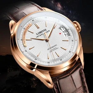 Men’s Automatic Hangzhou Stainless Steel Watch Sapphire Crystal Dial Custom Logo 5BAR Water Resistant Leather Band
