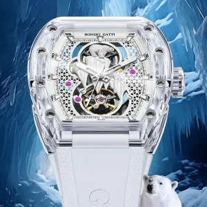 Men’s Automatic Mechanical Chronograph Watch High Transparent Crystal Glass 30M Waterproof Luminous Hands