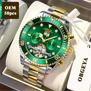 Men’s Automatic Mechanical Luxury Watch Green Dial With Logo Business Water Proof Wrist Watch