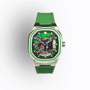 Men’s Automatic Mechanical Skeleton Sports Fashion Business Depth Waterproof Luminous Hands Watch Multicolor Silicone Strap