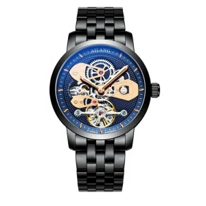 Men’s Automatic Mechanical Stainless Steel Watch Luminous Hollow Design Waterproof 30m Water Resistant 40mm Dial