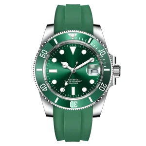 Men’s Automatic Mechanical Watch 40mm Date Sapphire Rubber Silicone Straps 10ATM Luminous Dive Watch Analog NH35