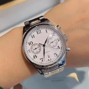 Men’s Automatic Mechanical Watch Chronograph Pointer Dial Stainless Steel Case Sapphire Crystal Glass 50m Water High end Watch