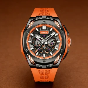 Men’s Automatic Mechanical Watch Orange Color 50M Waterproof