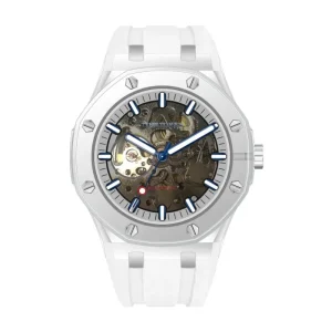 Men’s Automatic Mechanical Watch Rectangular Antique Clock Display with Stainless Steel Band