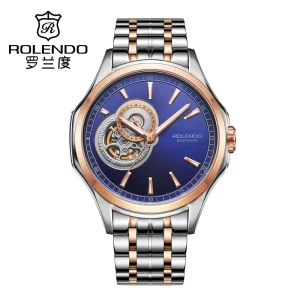 Men’s Automatic Mechanical Watch Sapphire Glass Wristwatch Gold-plated Stainless Steel Business Watch