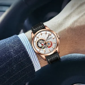 Mens Automatic Mechanical Watch Stainless Steel 5ATM Waterproof Business Dress Wristwatch