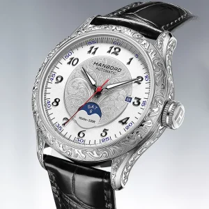 Men’s Automatic Mechanical Watch Stainless Steel Cow Leather Band Sapphire Crystal